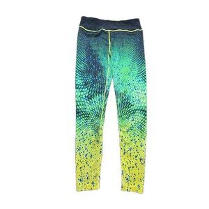 Pelagic Swim Fishing Oceanflex Leggings Mahi Dorado Fish Print UPF 50+ Women's L